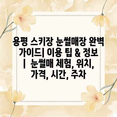 용평 스키장 눈썰매장 완벽 가이드| 이용 팁 & 정보 | 눈썰매 체험, 위치, 가격, 시간, 주차 용평 스키장 눈썰매장 완벽 가이드| 이용 팁 & 정보 | 눈썰매 체험, 위치, 가격, 시간, 주차