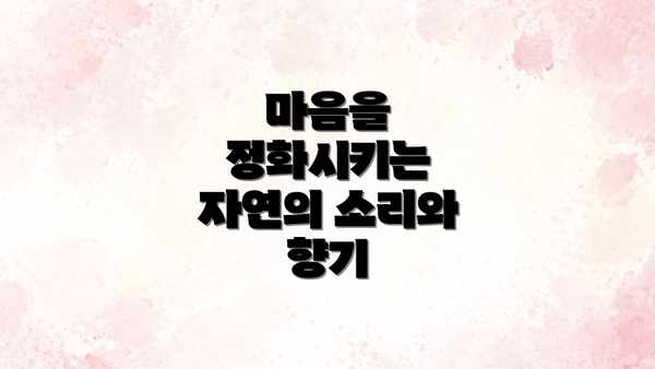 마음을 정화시키는 자연의 소리와 향기
