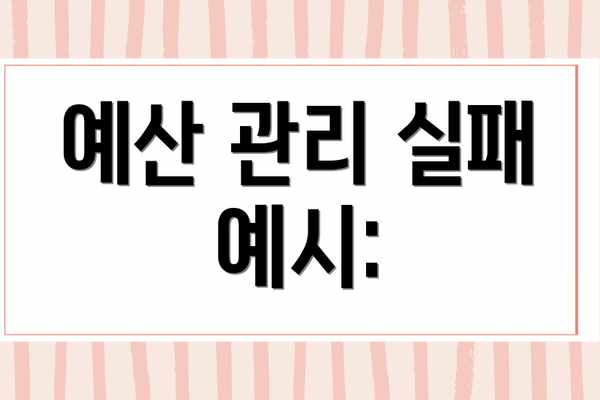 예산 관리 실패 예시: