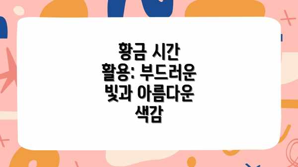 황금 시간 활용: 부드러운 빛과 아름다운 색감