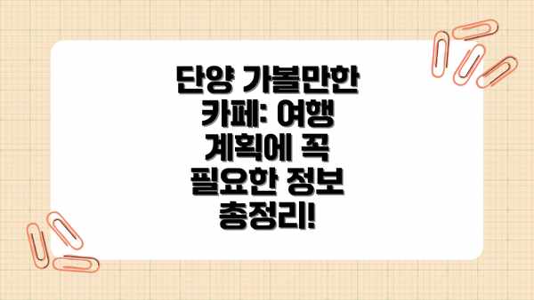 단양 가볼만한 카페: 여행 계획에 꼭 필요한 정보 총정리!