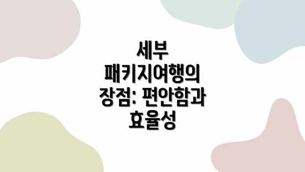 세부 패키지여행의 장점: 편안함과 효율성