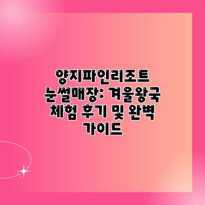 양지파인리조트 눈썰매장: 겨울왕국 체험 후기 및 완벽 가이드 양지파인리조트 눈썰매장: 겨울왕국 체험 후기 및 완벽 가이드