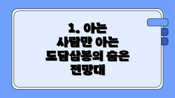 1. 아는 사람만 아는 도담삼봉의 숨은 전망대