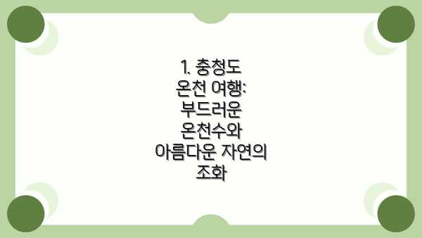 1. 충청도 온천 여행: 부드러운 온천수와 아름다운 자연의 조화