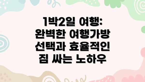 1박2일 여행: 완벽한 여행가방 선택과 효율적인 짐 싸는 노하우