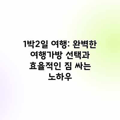 1박2일 여행: 완벽한 여행가방 선택과 효율적인 짐 싸는 노하우 1박2일 여행: 완벽한 여행가방 선택과 효율적인 짐 싸는 노하우