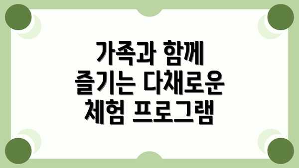 가족과 함께 즐기는 다채로운 체험 프로그램
