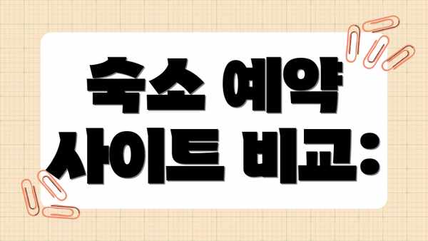 숙소 예약 사이트 비교: