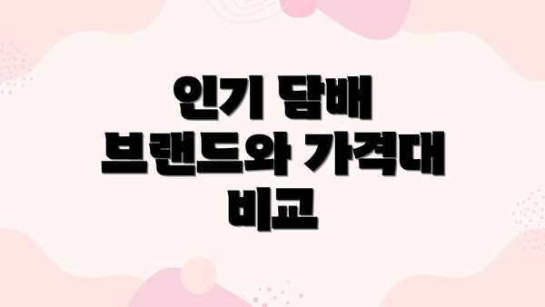 인기 담배 브랜드와 가격대 비교
