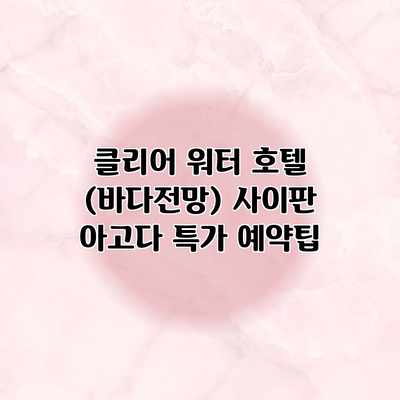 클리어 워터 호텔 (바다전망) 사이판 아고다 특가 예약팁
