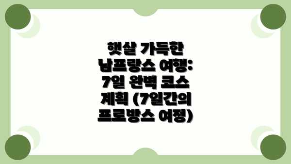 햇살 가득한 남프랑스 여행: 7일 완벽 코스 계획 (7일간의 프로방스 여정)
