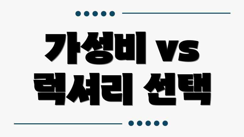 가성비 vs 럭셔리 선택