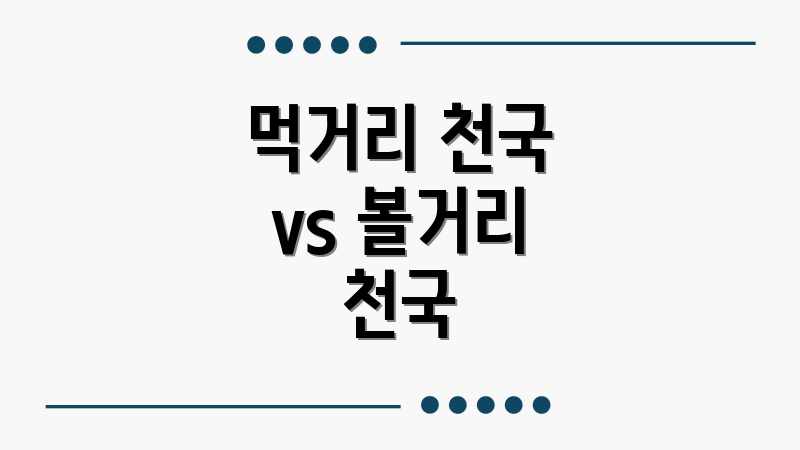 먹거리 천국 vs 볼거리 천국